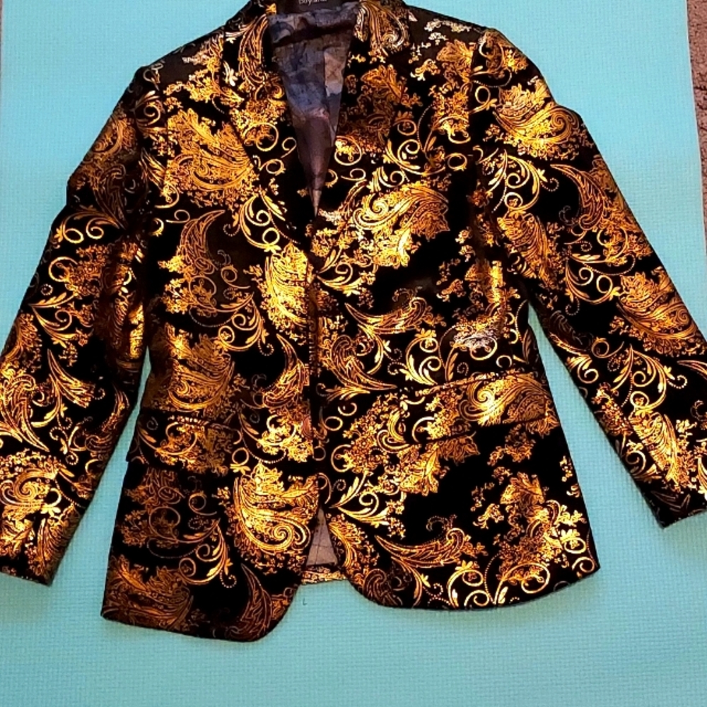 Gold Embroidered Boy's Slim Tux and Tux Pants